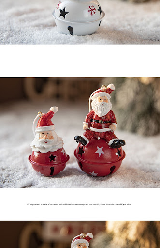 Title 6, Christmas Iron Bell Nordic Painted Resin Pendan...