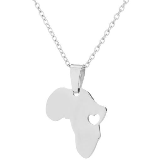 Title 3, Stainless Steel Africa Map Necklace