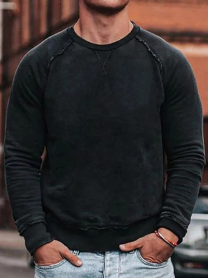 Neuer Herren Pullover mit Rundhals und einfarbigen langen Ärmeln. Ideal für Wärme und Stil, ein Must-Have für kühle Tage.