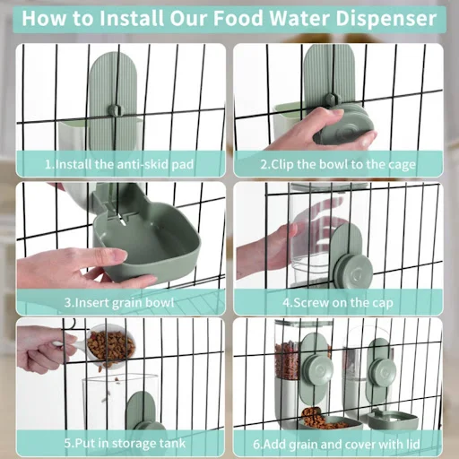 Automatic Pet Bowls Cage Hanging Feeder Pet Water Bottle Food Container Dispenser Bowl Feeding For Puppy Cats Rabbit Pet