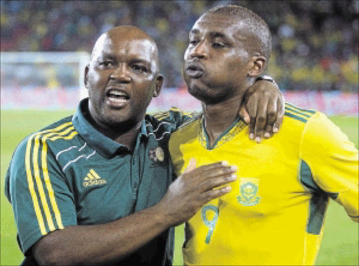 FIRST CHOICE : Bafana Bafana coach Pitso Mosimane with striker Katlego Mphela