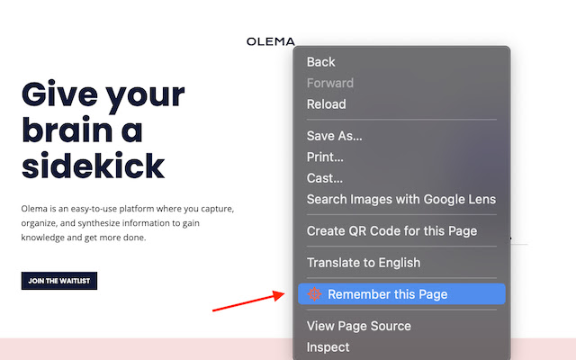 Olema chrome extension