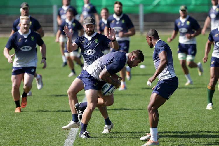 Players practice during a training session of the Springboks ahead of their match against Argentine Pumas as part of The Rugby Championship at San Isidro Club on September 13, 2022 in San Isidro, Argentina