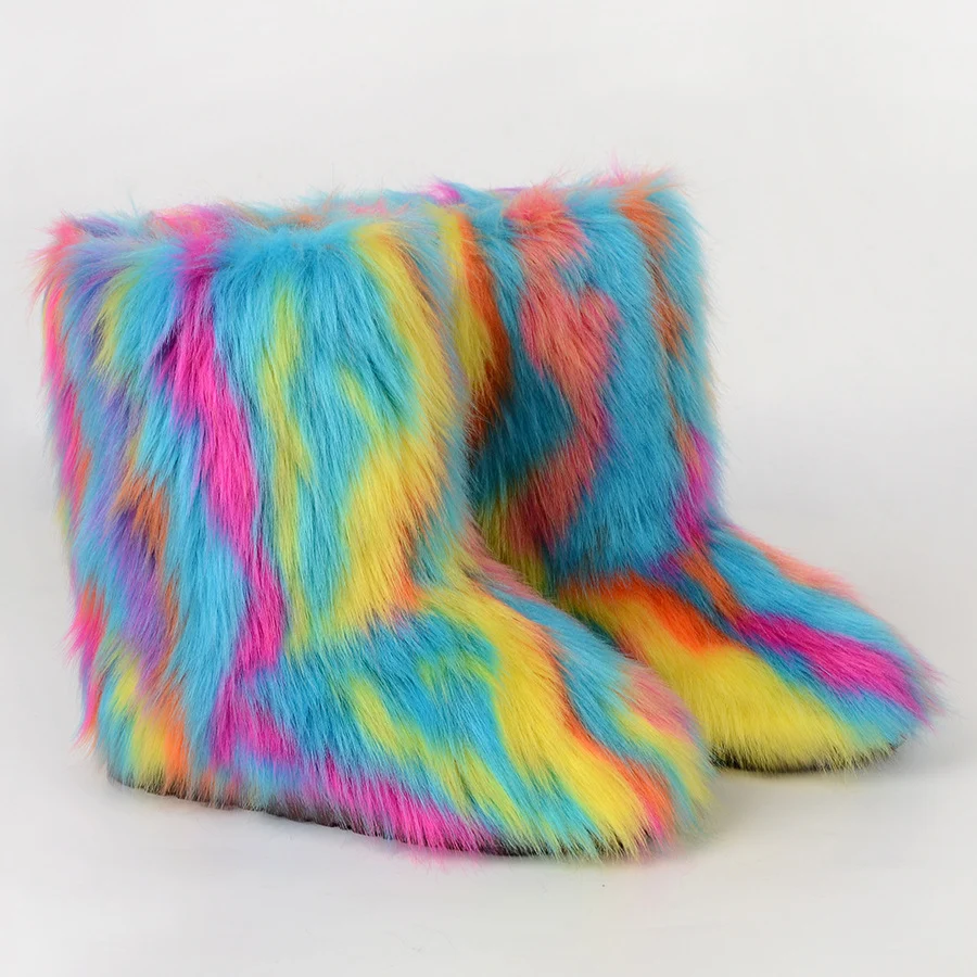 Bottes de neige thermiques femme mi-mollet antidérapantes, chaudes et confortables pour l'hiver, idéales pour la neige et le froid, protègent les pieds.