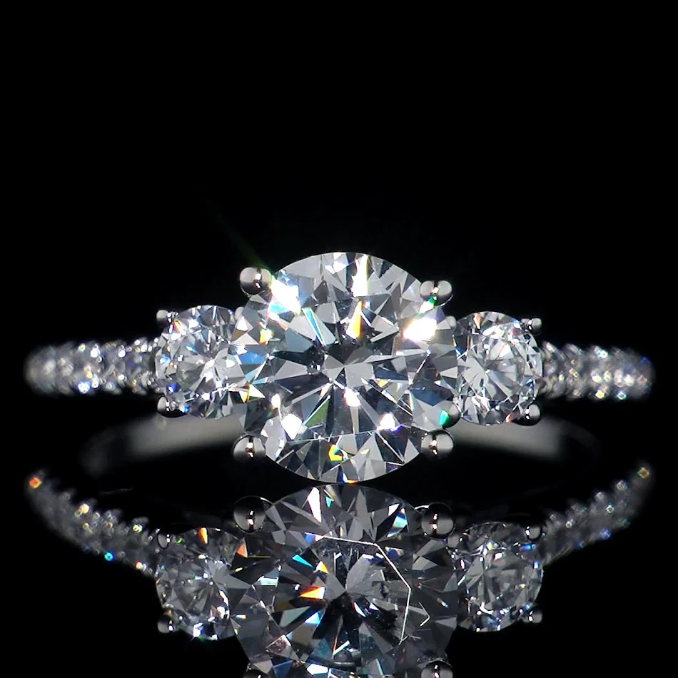 Three Round Diamond Zircon Rings offering brilliant sparkle and elegance. These beautiful rings are perfect for adding a