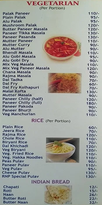 Ravi's Restaurant menu 