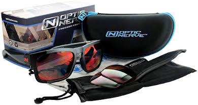 Optic Nerve Vettron Sunglasses: Matte Black, with Smoke Ice Blue Mirror Lens and additional Copper Lens alternate image 0