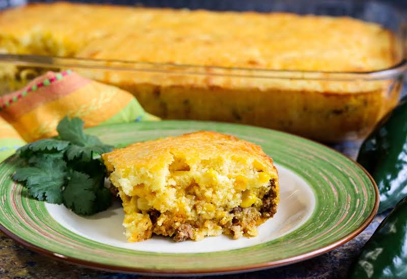 Layers Of The Mexican Corn Casserole.