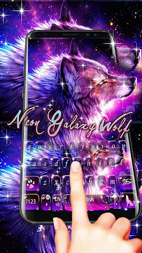 Neon Galaxy Wolf Keyboard