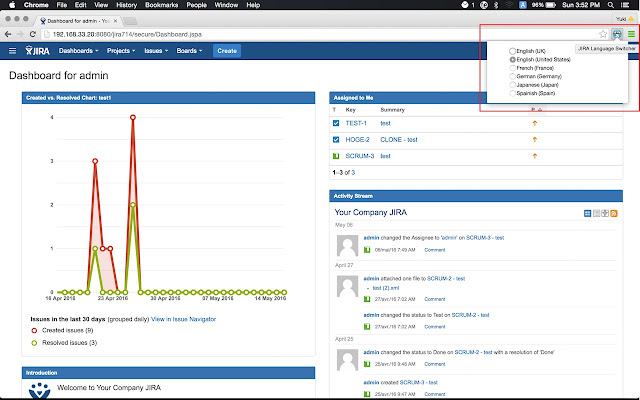 JIRA Language Switcher