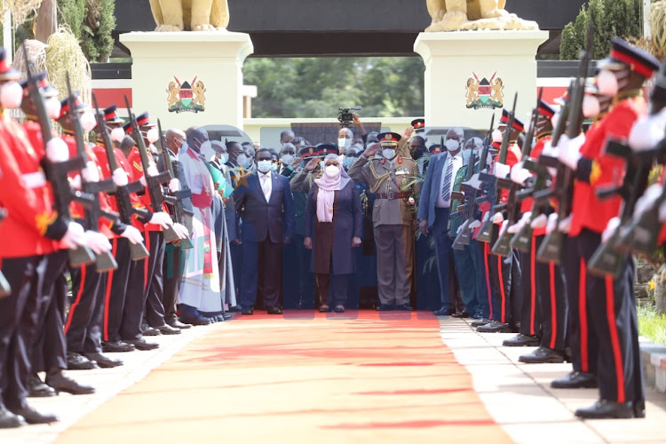 President Suluhu Hassan of Tanzania visits former President Jomo Kenyatta Mausoleum on May 4 2021.