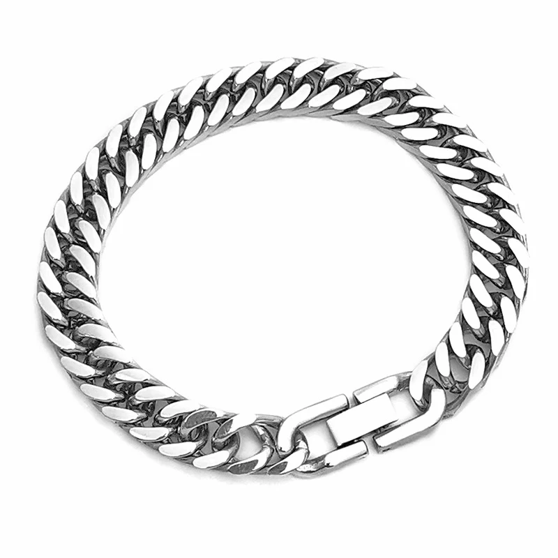 Title 8, Pulsera Cubana Vintage para Hombre Acero Titani...