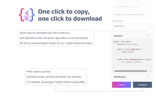 JSON to POJO Preview 2