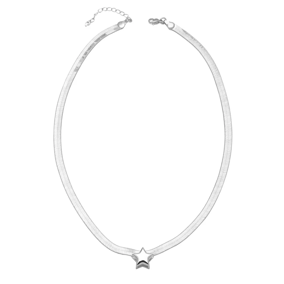 Colar de Estrela de Cinco Pontas Feminino Cobre Banhado a Ouro 18K. Elegância e brilho para complementar seu look, um presente perfeito.