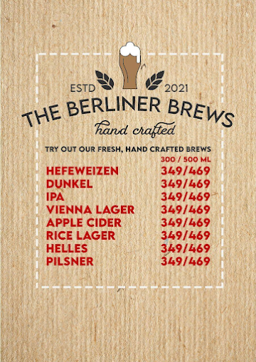 The Berliner Bar menu 