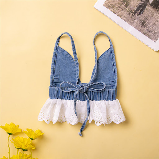 Title 8, Summer Baby Girls Sling Suit Letter Vest Denim...