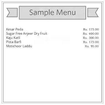 Santosh Sweets menu 