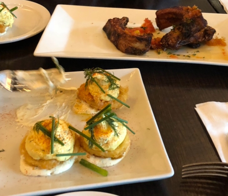 Crispy Deviled Eggs & Sticky Pork Ribs