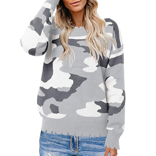 Title 7, Womens Fashion Simple Cut And Tear Camouflage ...