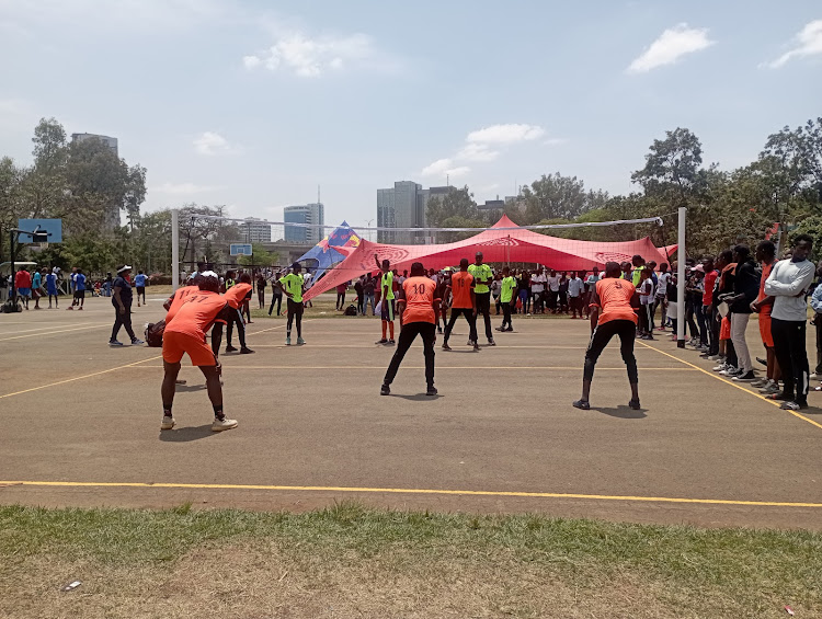 UON volleyball team in action during the Annual Sports Day on Friday