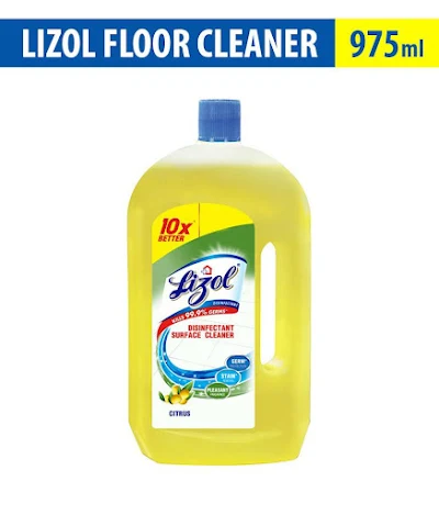 Lizol Disinfectant Surface & Floor Cleaner Liquid - Citrus, Kills 99.9% Germs - 975 ml