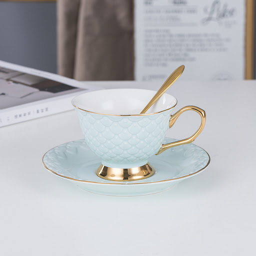 Title 4, European Style Embossed Ceramic Coffee Cup Elev...
