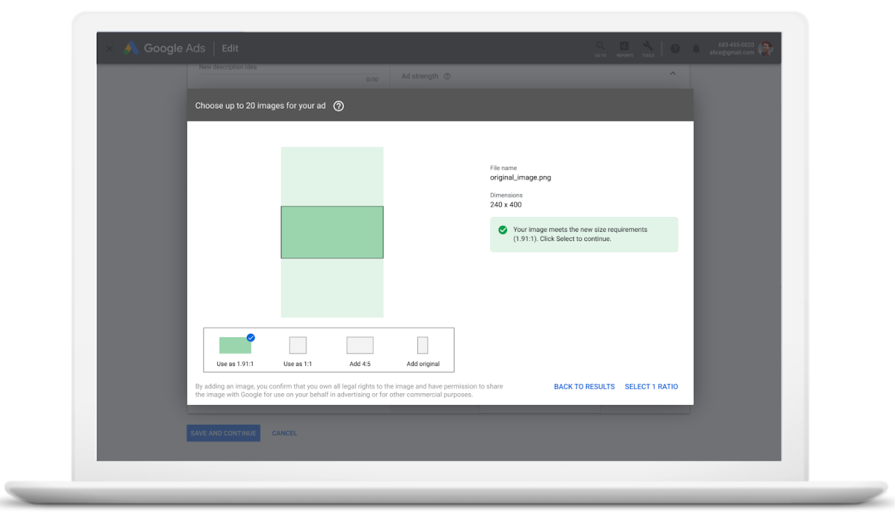 Cropping tool for images for App campaigns