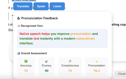 Native Speech: Pronunciation, Translation & Text to Speech