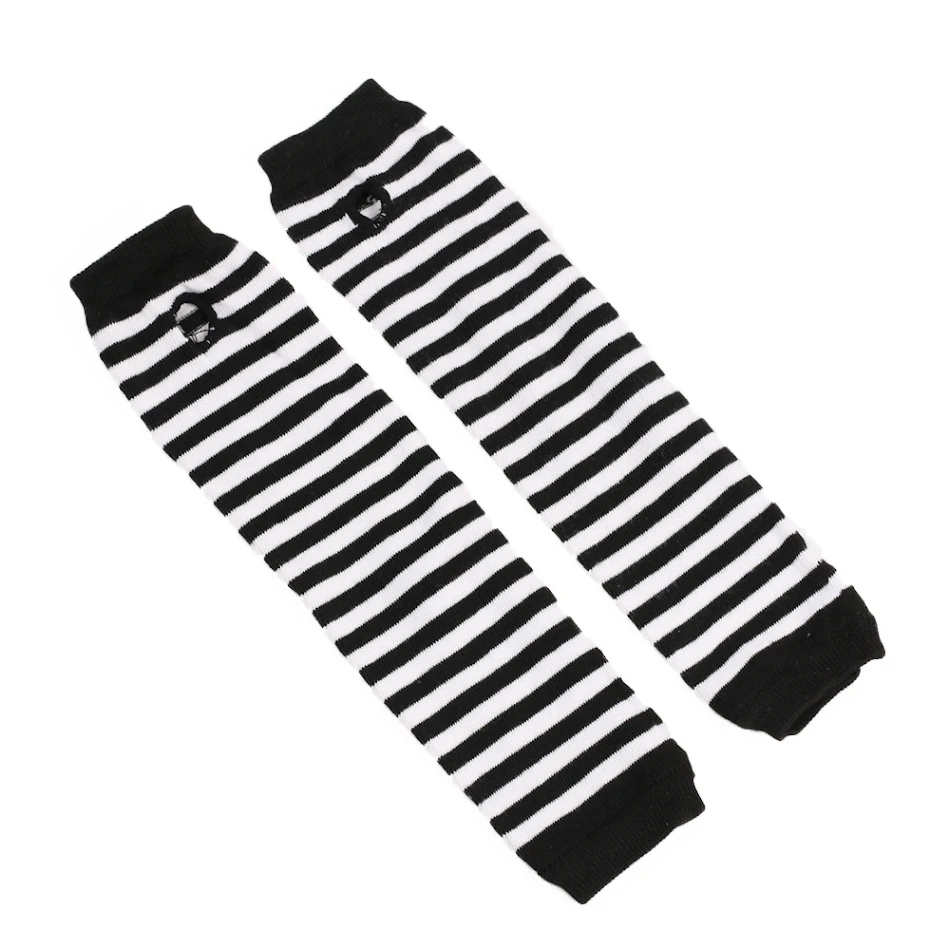 Anime Black And White Stripe Fingerless Cotton Long Wristset