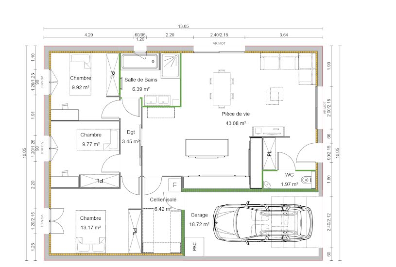  Vente Terrain + Maison - Terrain : 389m² - Maison : 94m² à Péronnas (01960) 