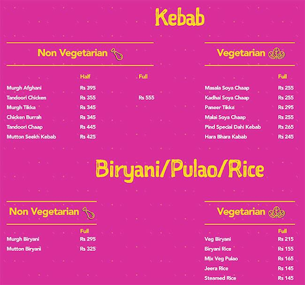 Pind Patiala menu 