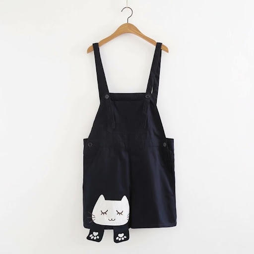 Title 3, Cat Embroidery Schoolgirl Overalls
