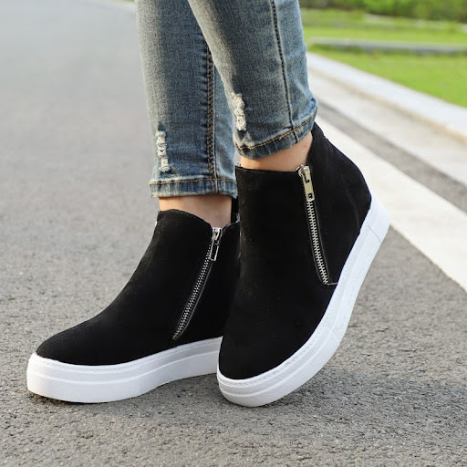 Title 4, Womens new style wedge heel shoes with side zi...