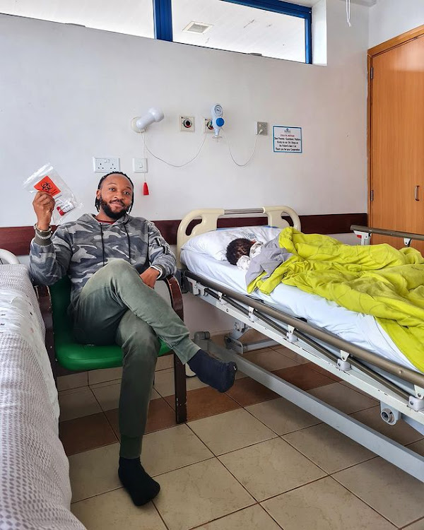 Frankie with his son in hospital