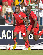 Free State Stars'  Sinethemba Jantjie and teammate Nyiko Mobbie, seen here on attack together,  shared a lot also off the field.  /Frikkie Kapp/BackpagePix