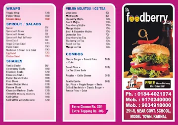 The Foodberry Cafe menu 
