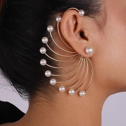 Title 5, Womens Exaggerated Fan-shaped Artificial Pearl...