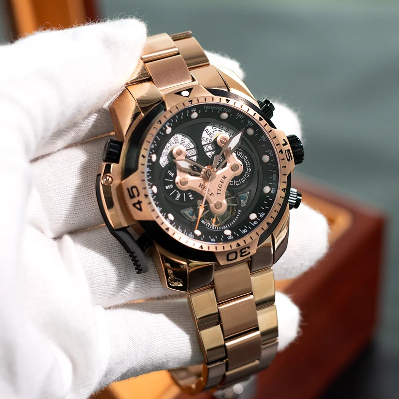Heren Mechanisch Horloge Grote Wijzerplaat Waterdicht Sterk Lichtgevend Een robuust en stijlvol horloge voor dagelijks gebruik en optimale aflezing.
