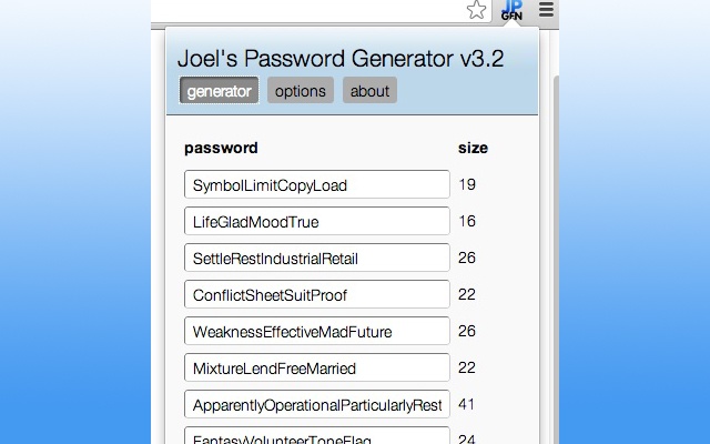 Joel's Password Generator