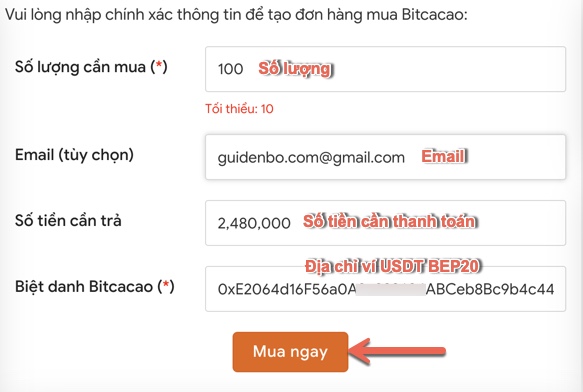 Mua Bitcacao trên Muabancoin.io