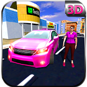 Pink Car Taxi Driver  Icon