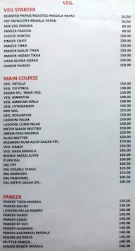 Sagar Restaurant menu 1