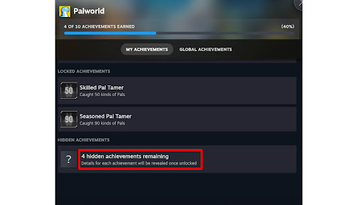 Hidden Achievements Can be Checked from Global Achievements