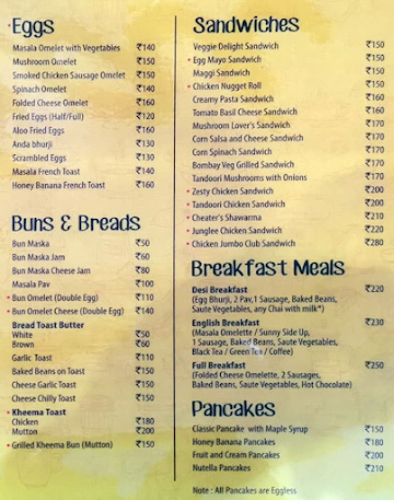 The Chai Cafe - All Day Eatery menu 