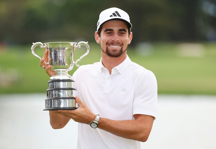 Joaquin Niemann of Chile poses with the Stonehaven Cup after winning the Men's Australian Open at The Australian Golf Course in Sydney, Australia, December 3 2023. Picture: MATT KING/GETTY IMAGES