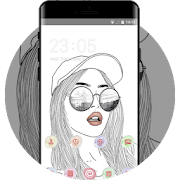 Girly Theme:Stylish Drawing Glamour Girl Wallpaper 1.0.1 Icon