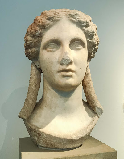   Head of Artemis or Apollo, dating to 300-330 B.C. at the Altes Museum in Berlin.