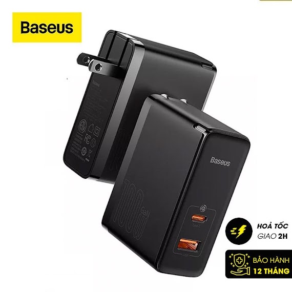 Bộ Sạc Nhanh Đa Năng Baseus Gan5 Pro Quick Charger 100W Dùng Cho Smartphone/ Tablet/Laptop (C+A, Kèm Cáp C To C 100W)