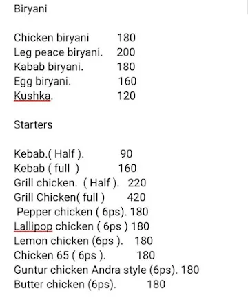 Sri Banashakari Biryani Adda menu 