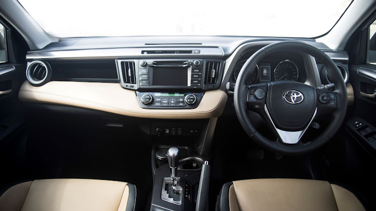 The interior of the Toyota Rav4.